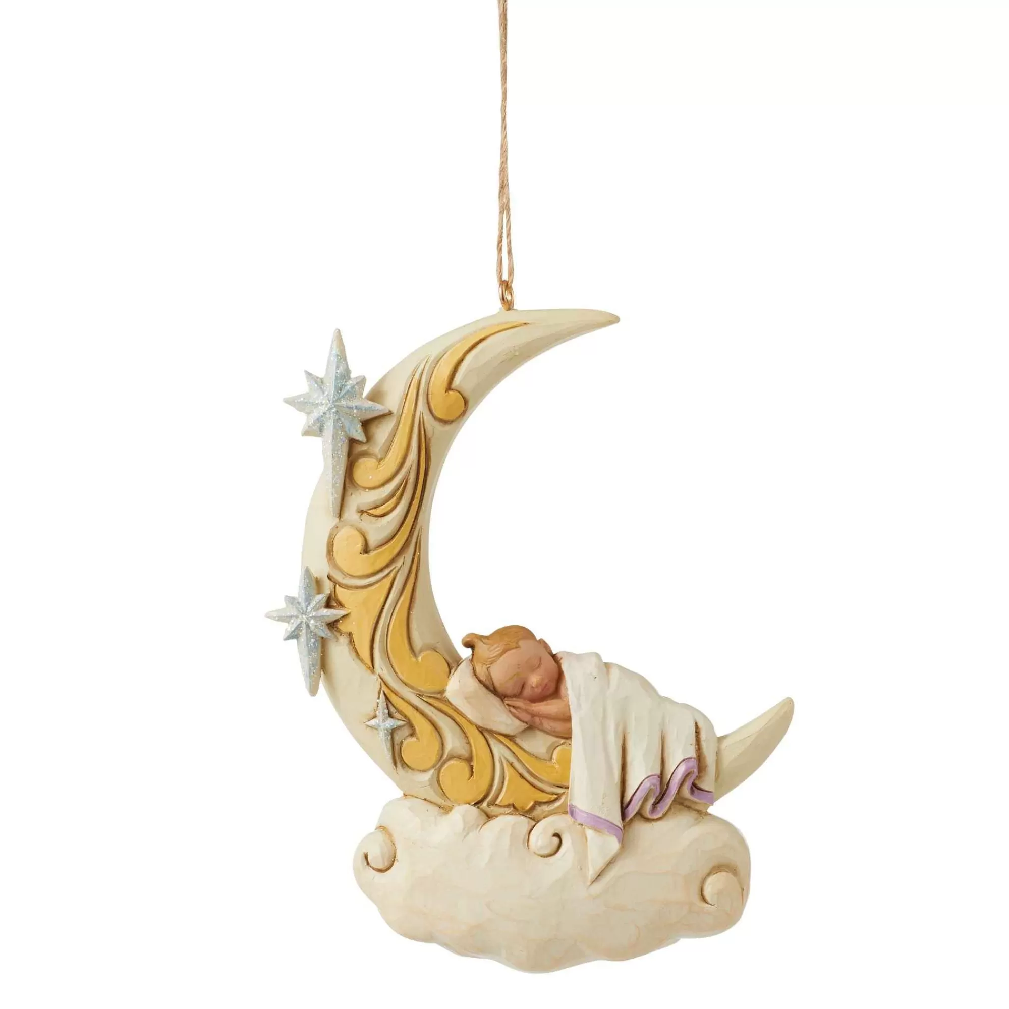 Jim Shore Heartwood Creek Baby Sleeping On Moon Ornament