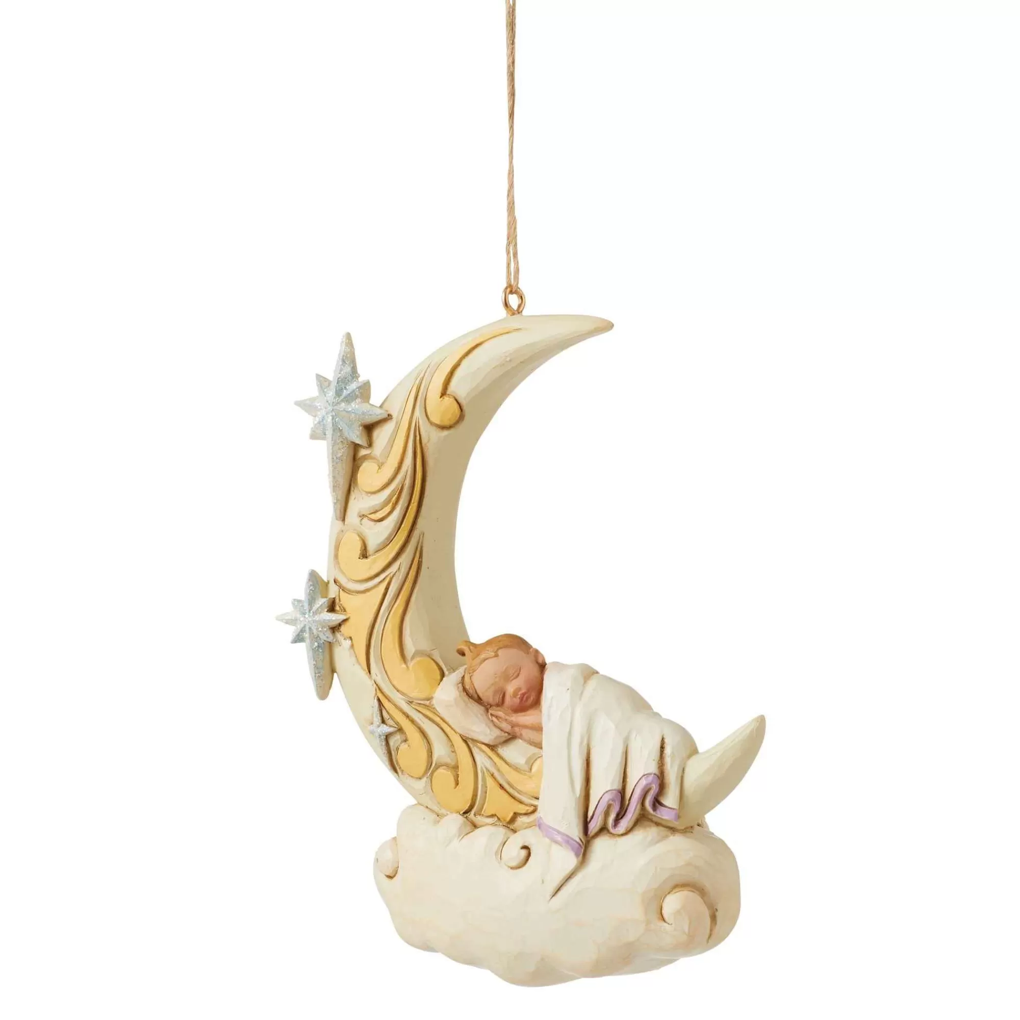 Jim Shore Heartwood Creek Baby Sleeping On Moon Ornament