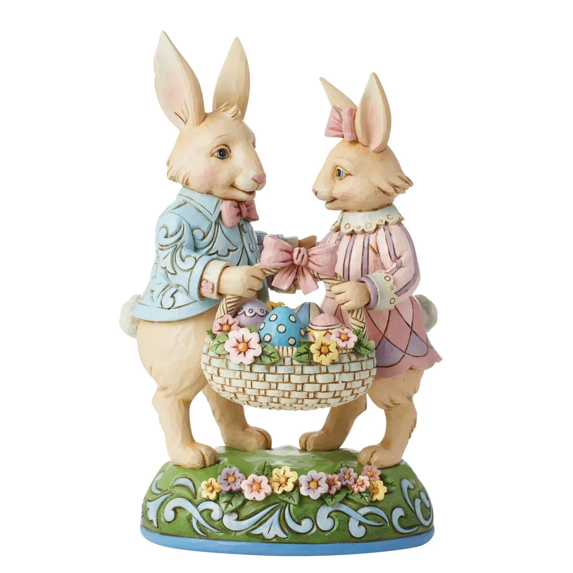 Jim Shore Heartwood Creek Bunny Couple With Basket Fig