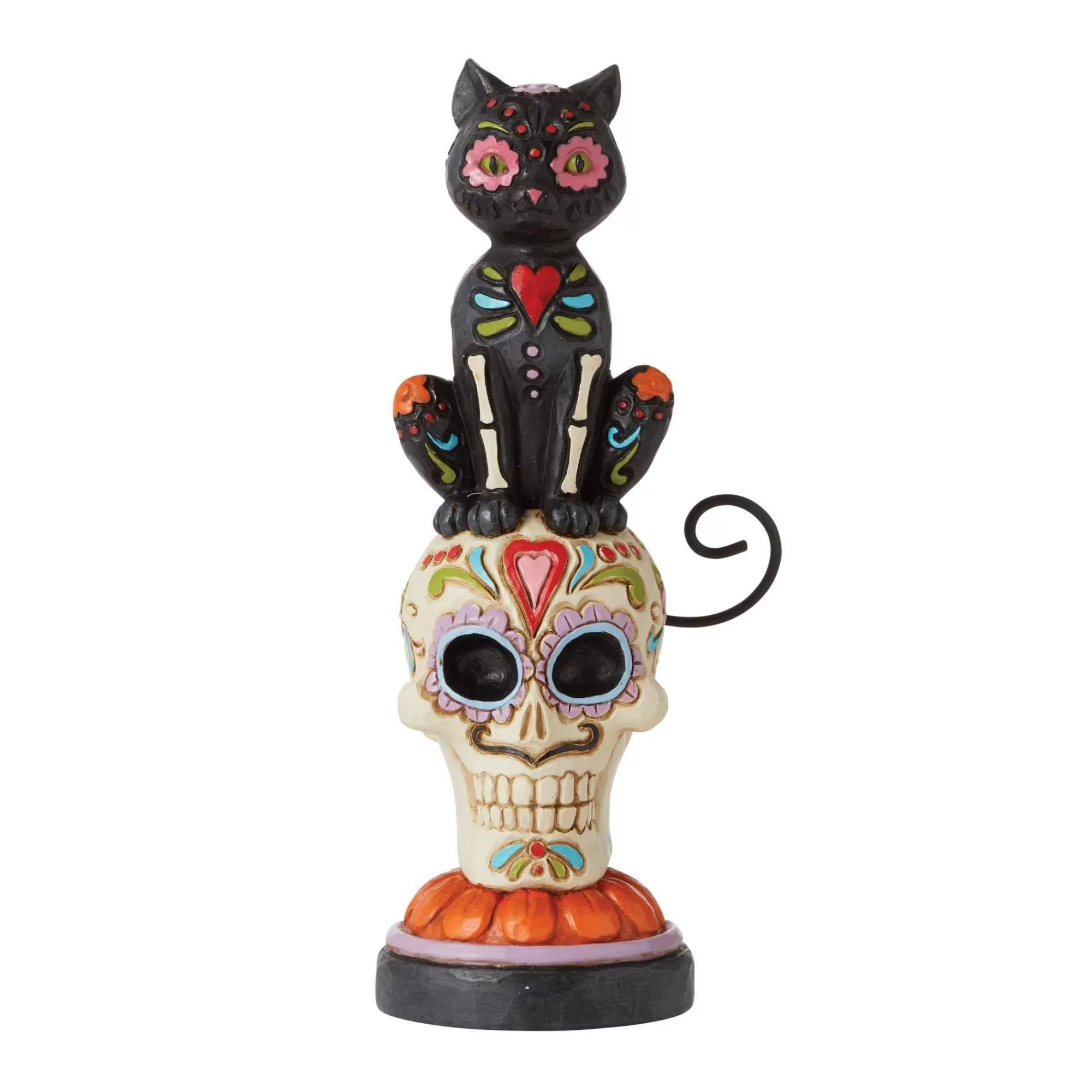 Jim Shore Heartwood Creek Day Of Dead Black Cat On Skull