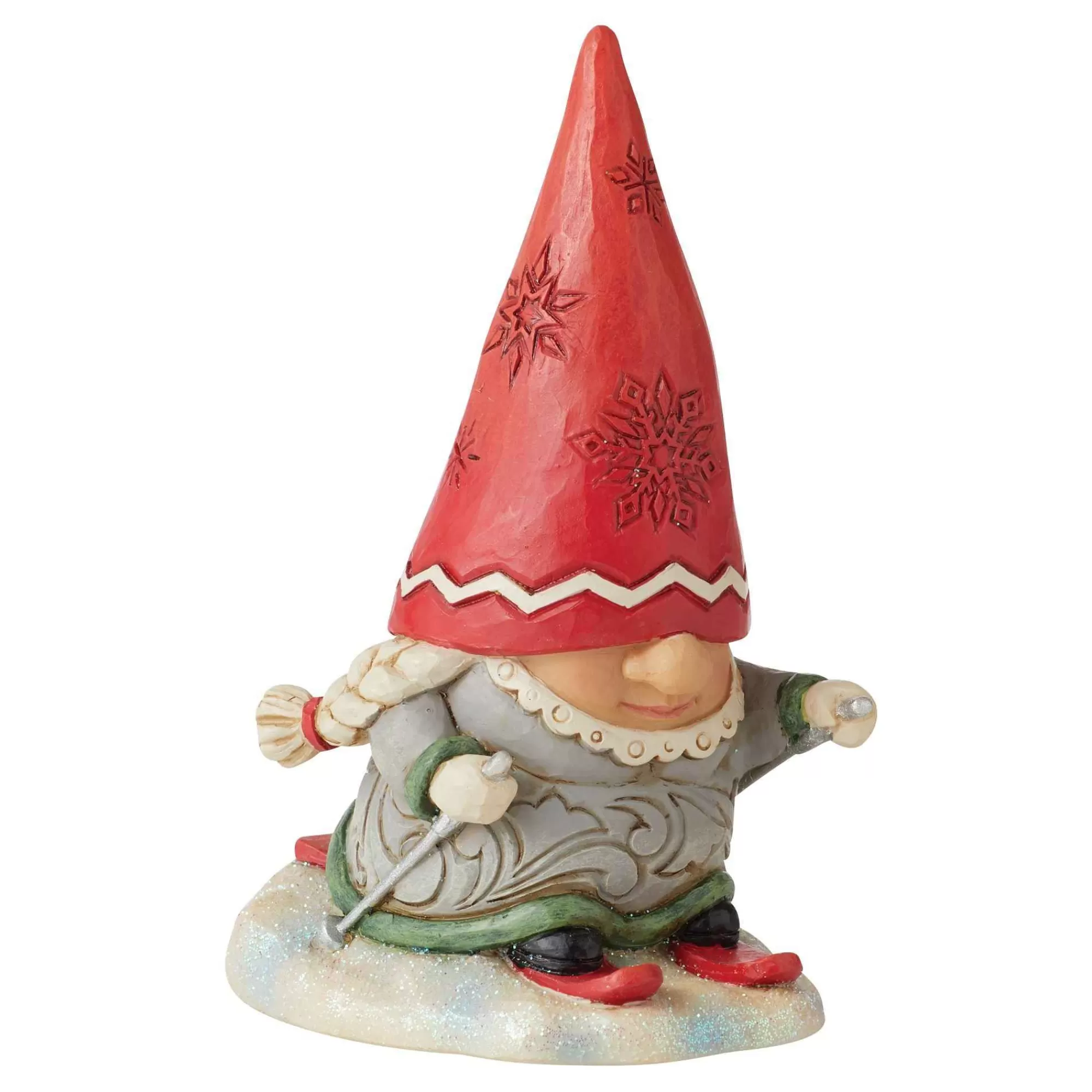 Jim Shore Heartwood Creek Gnome With Braids Skiing