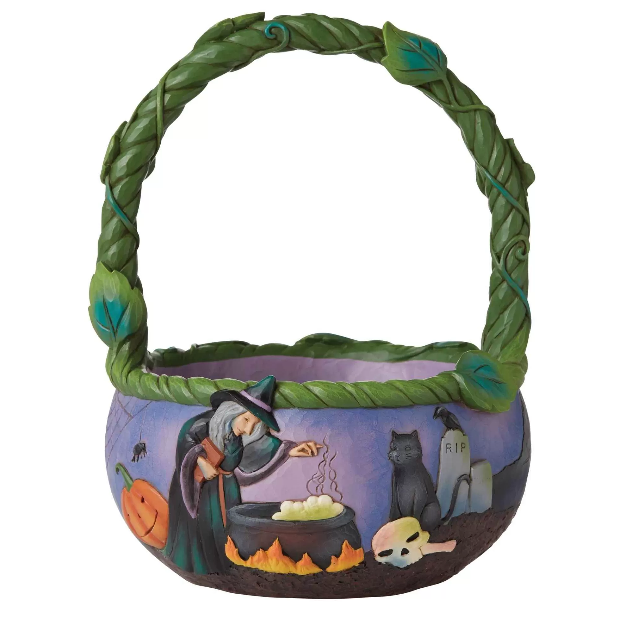 Jim Shore Heartwood Creek Halloween Basket Two-Sided