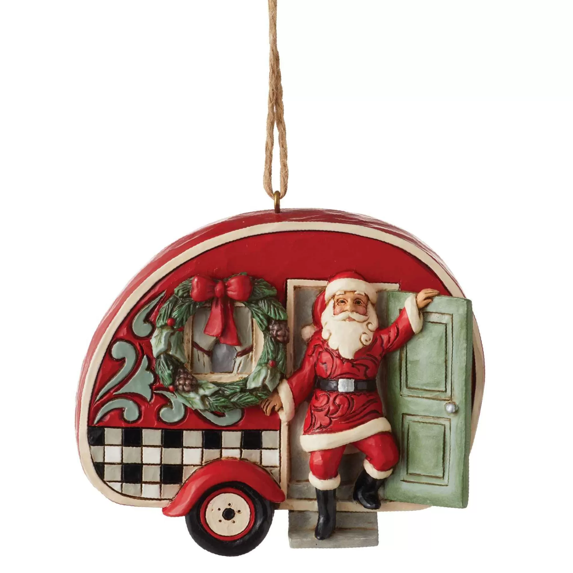 Jim Shore Heartwood Creek Hg Santa In Plaid Camper Orn