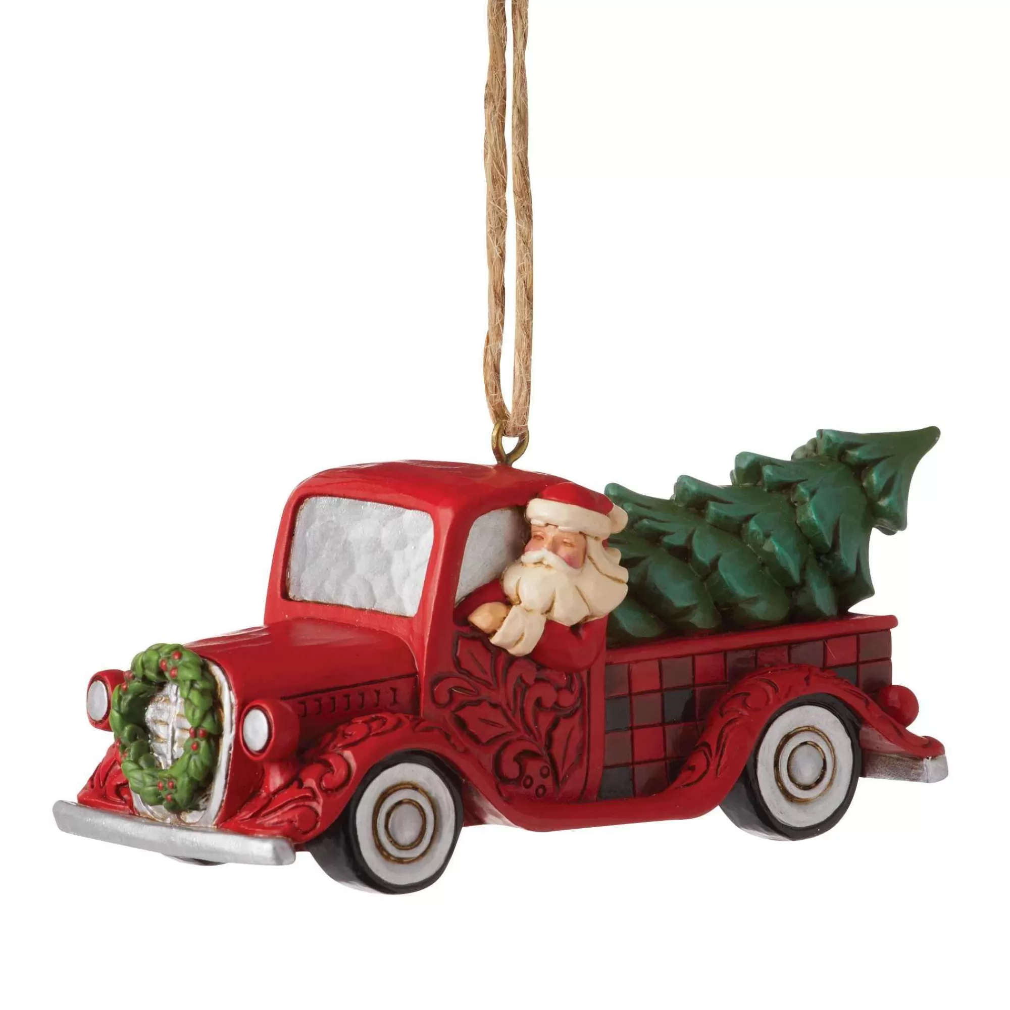 Jim Shore Heartwood Creek Hg Santa Plaid Red Truck Orn