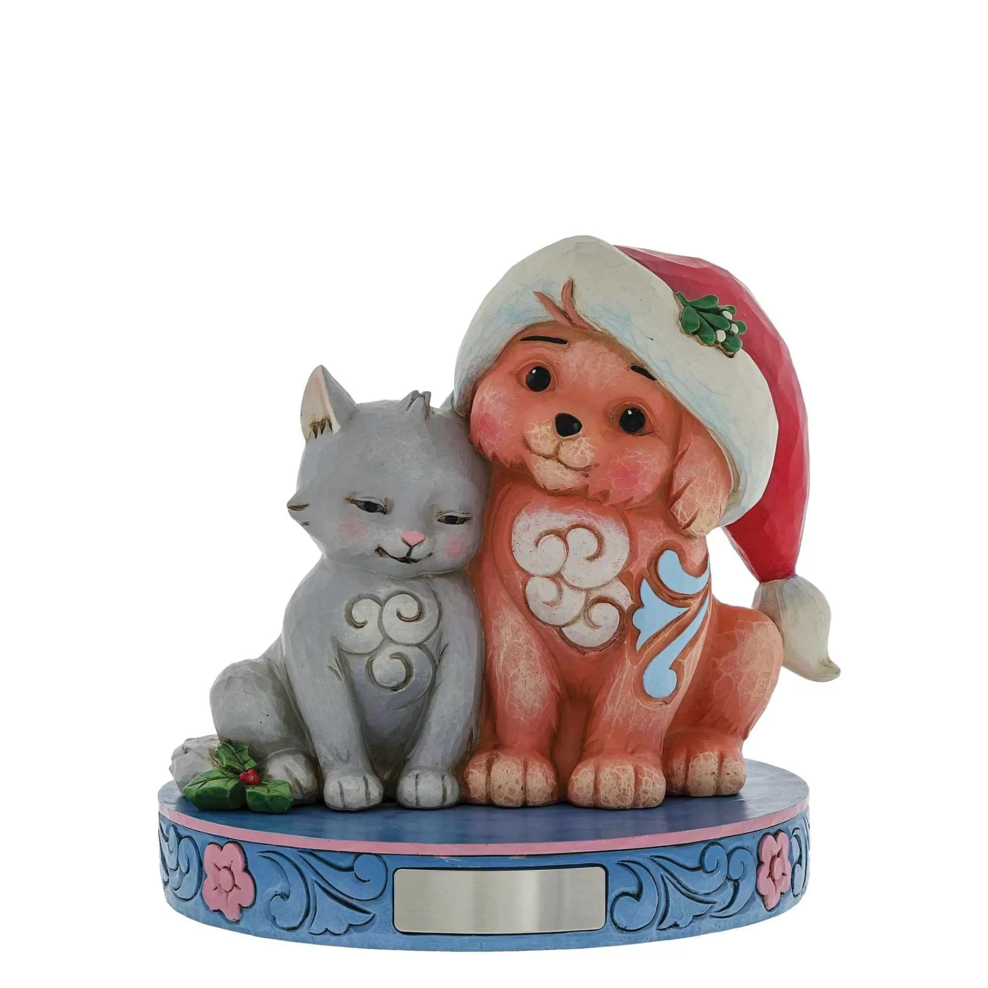 Jim Shore Heartwood Creek Kitten With Puppy In Santa Hat