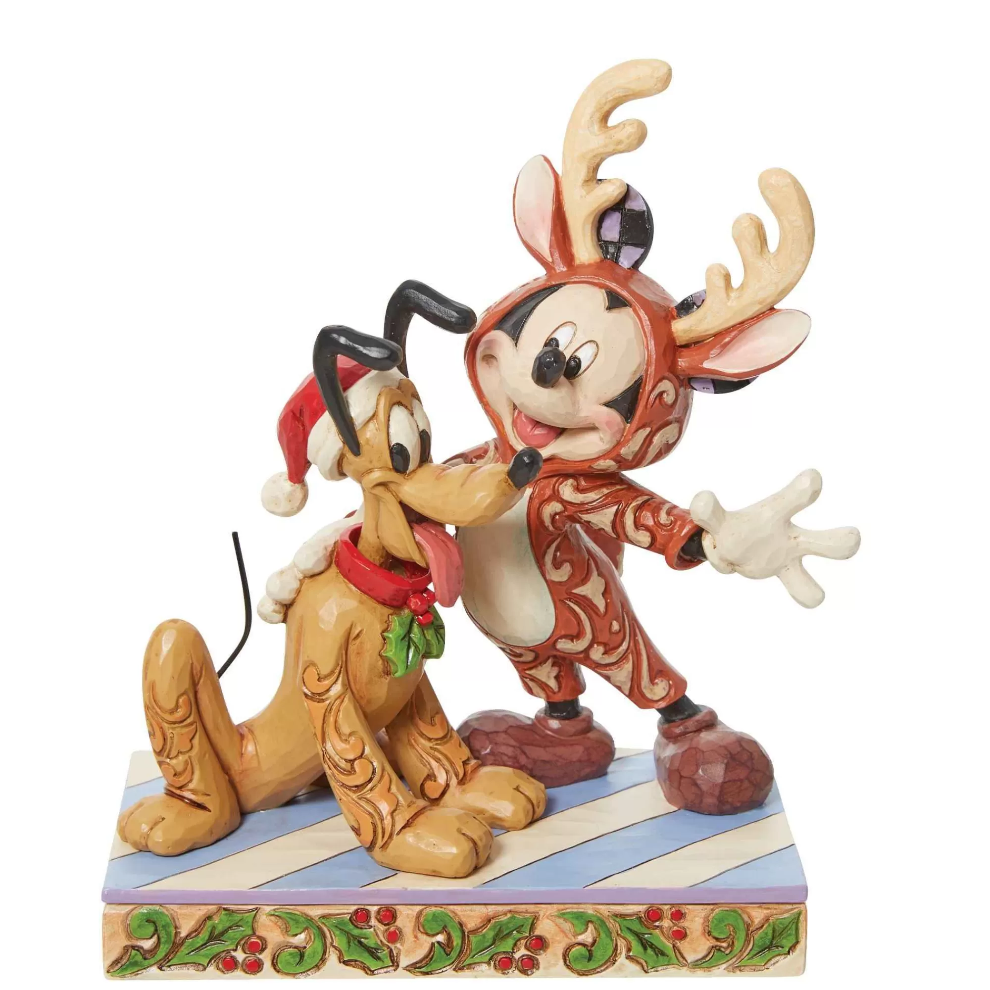 Disney Traditions Mickey Reindeer W/ Pluto Santa