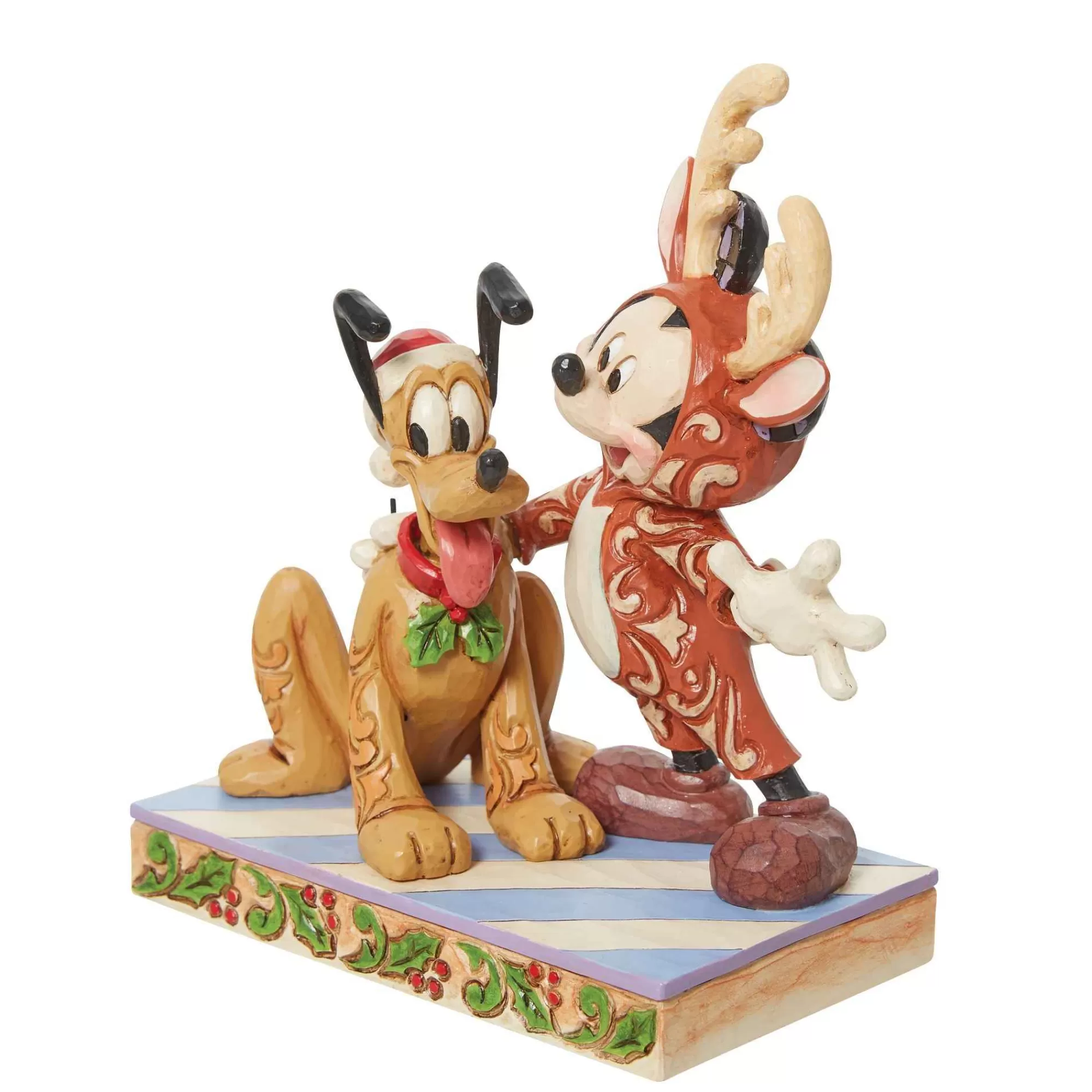 Disney Traditions Mickey Reindeer W/ Pluto Santa