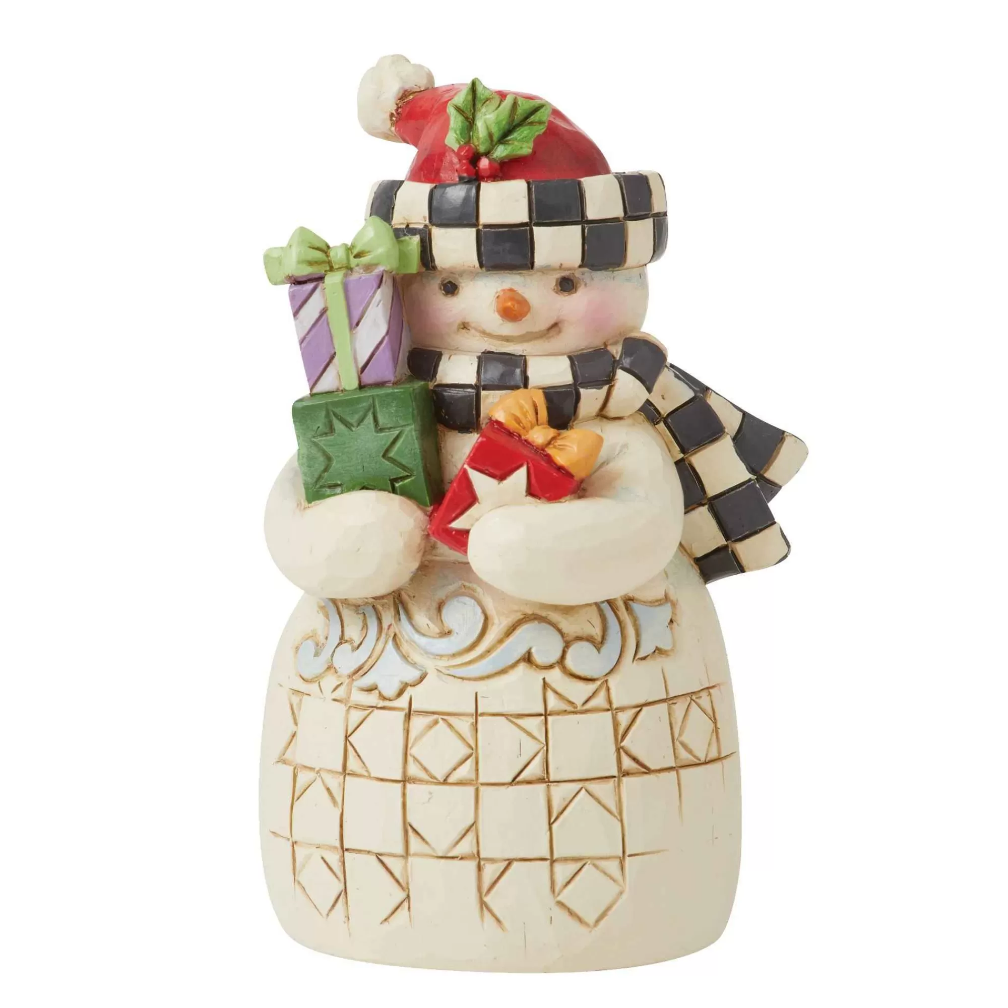 Jim Shore Heartwood Creek Mini Snowman Withcheckered Hat