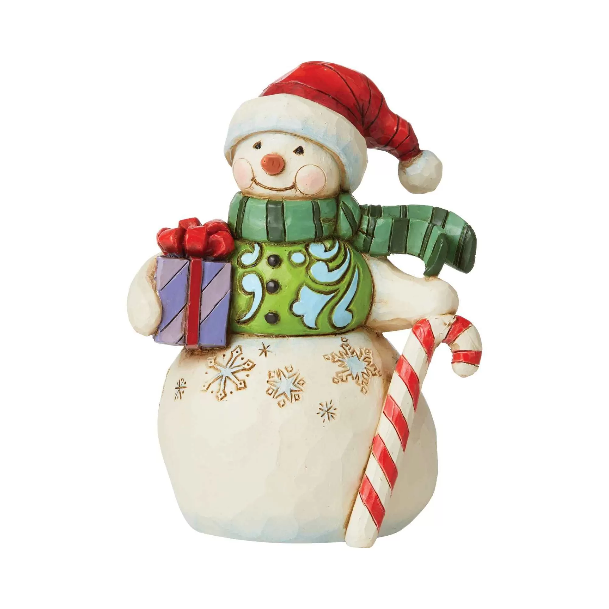 Jim Shore Heartwood Creek Mini Snowman/Gift & Candy Cane