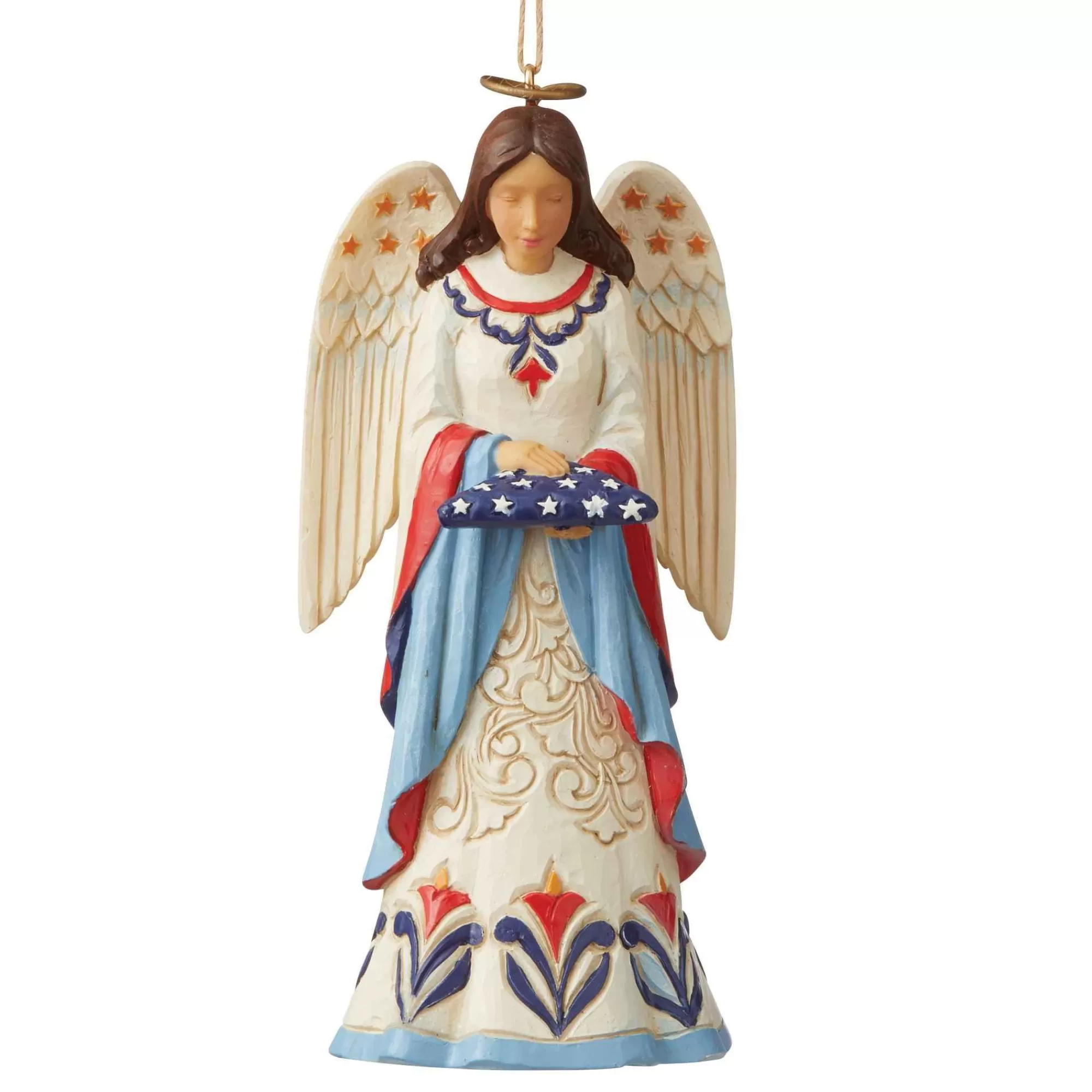 Jim Shore Heartwood Creek Patriotic Angel Folded Flagorn