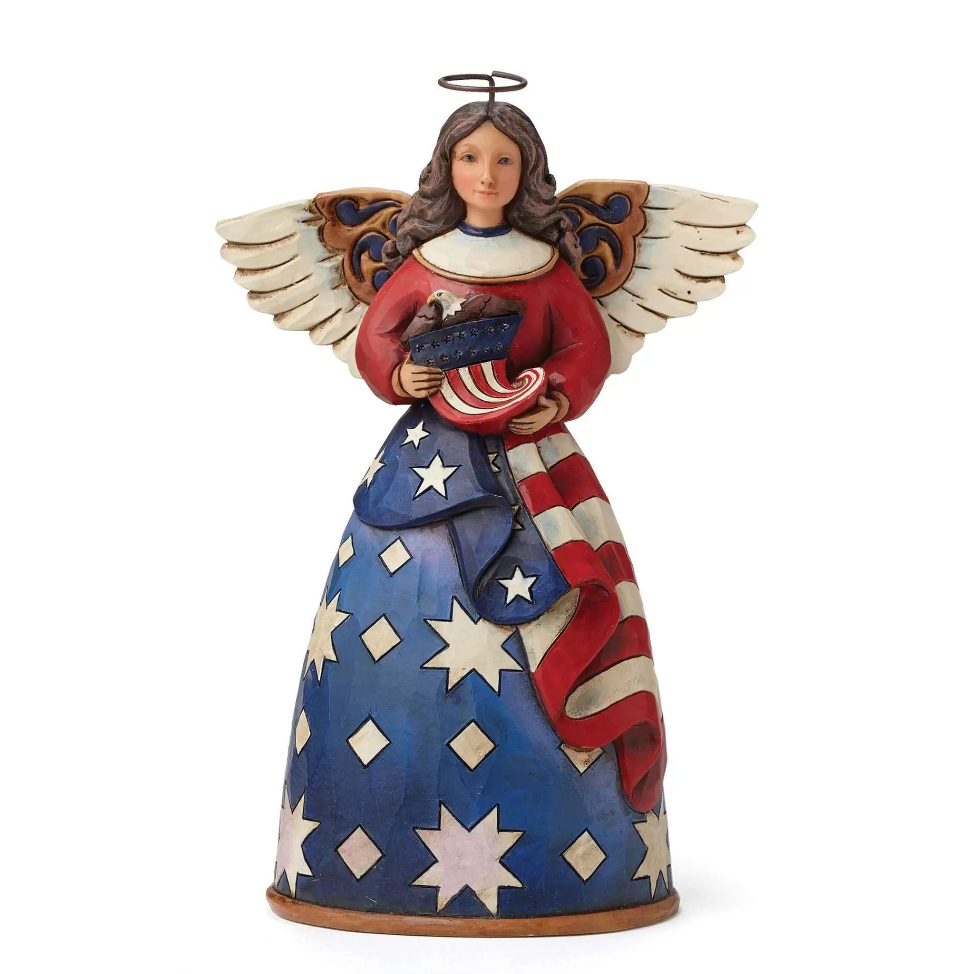 Jim Shore Heartwood Creek Patriotic Angel In Flag Dress