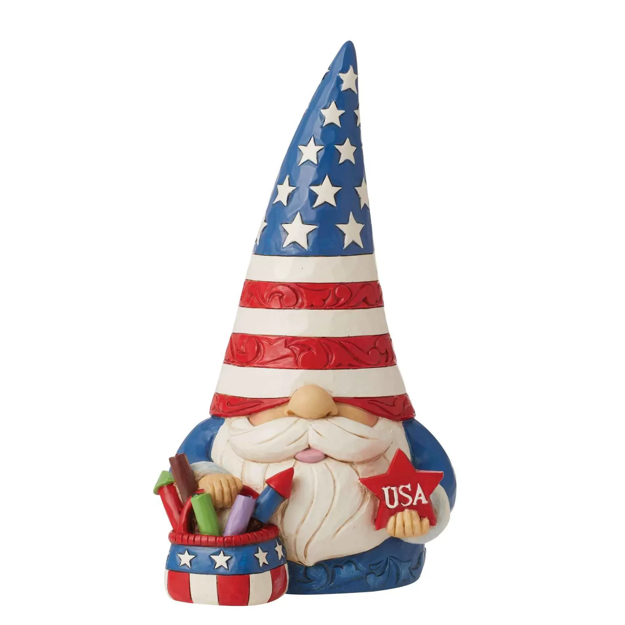 Jim Shore Heartwood Creek Patriotic Gnome Fireworks Fig