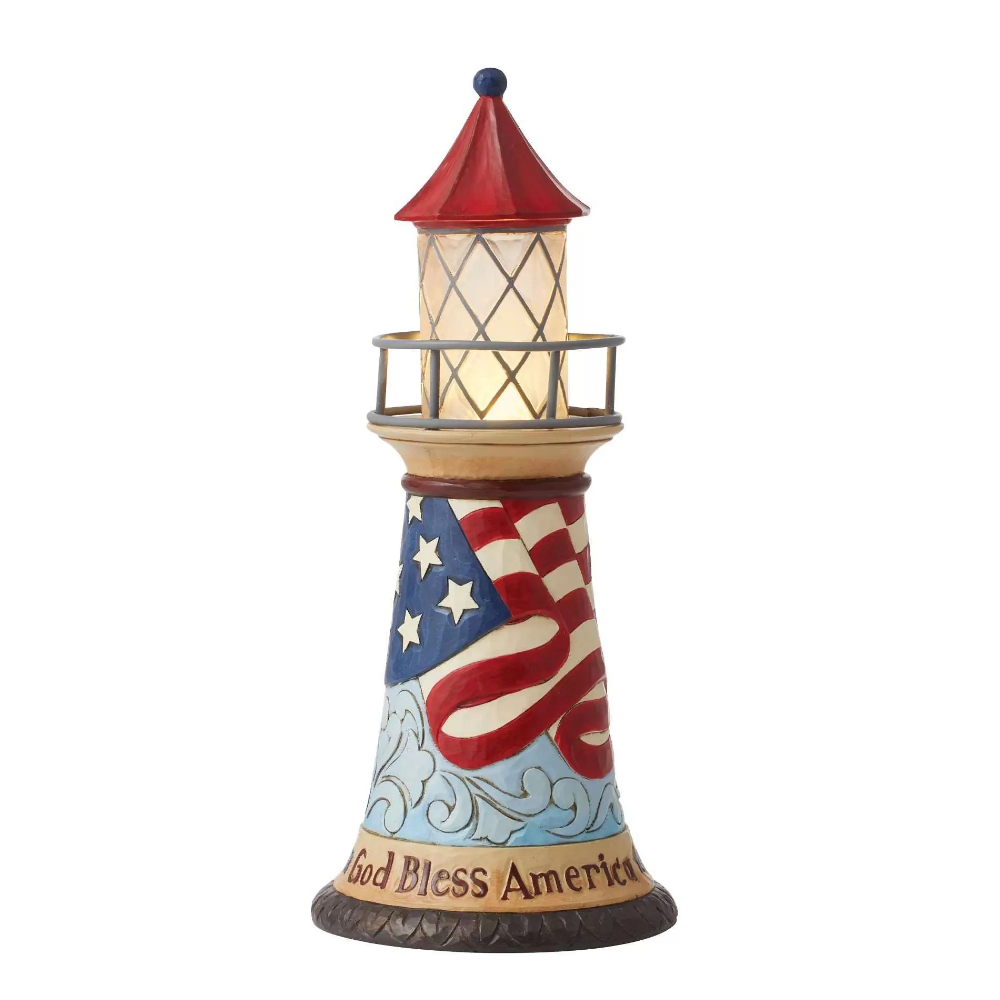 Jim Shore Heartwood Creek Patriotic Led Lighthouse