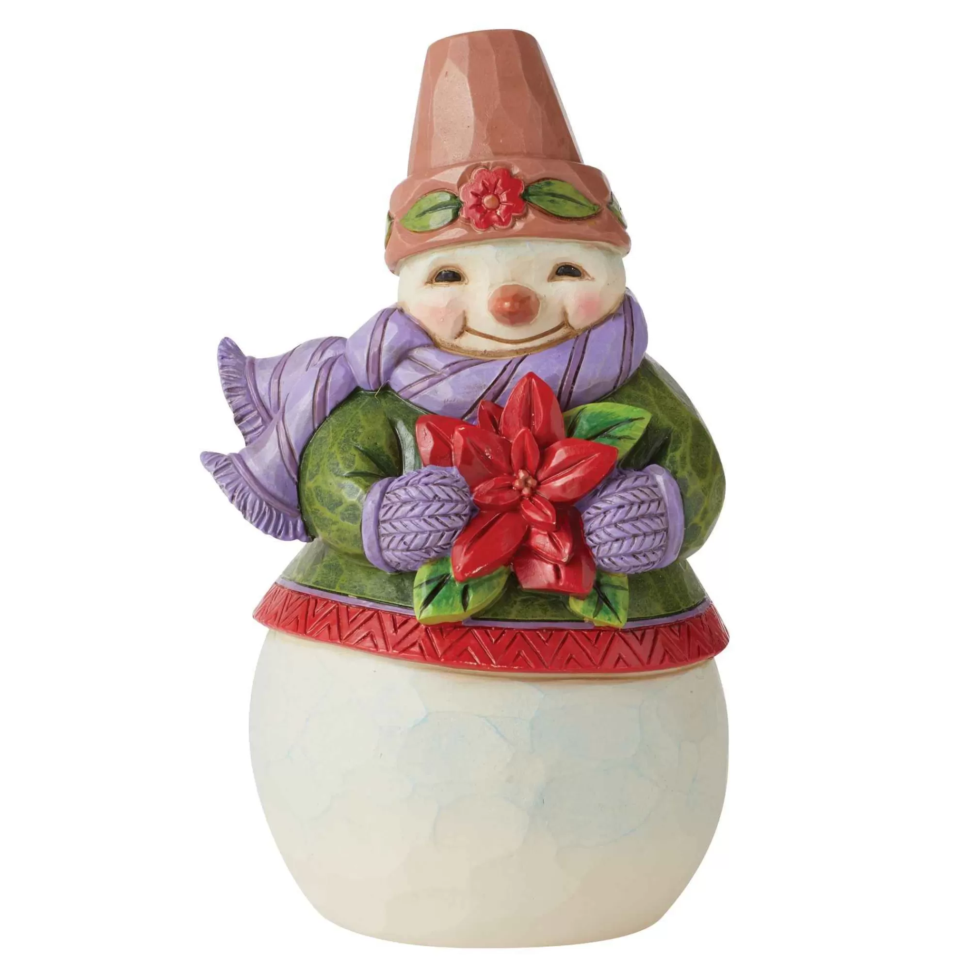 Jim Shore Heartwood Creek Pint Sized Snowman Poinsettia