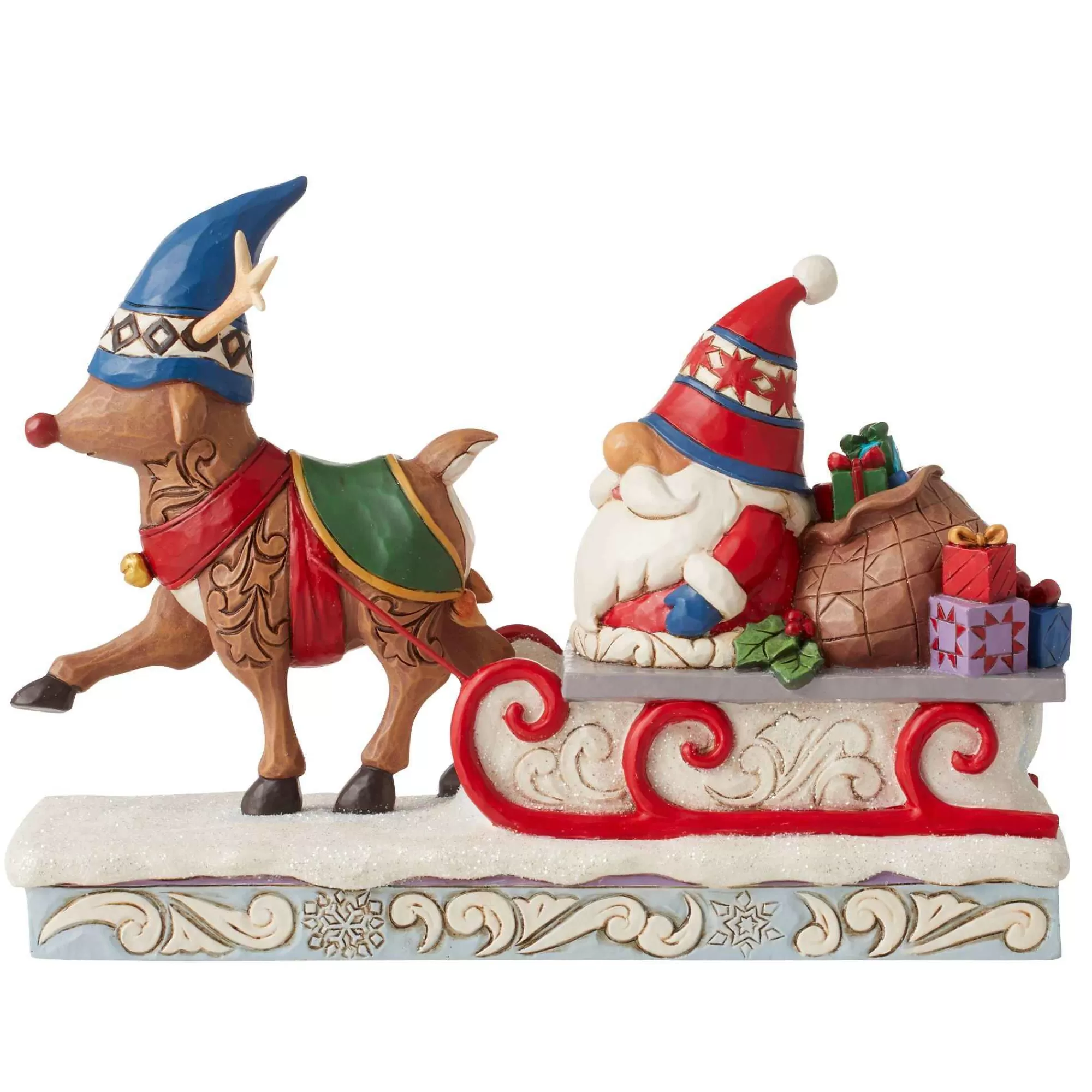 Jim Shore Heartwood Creek Reindeer Pulling Gnome Sled