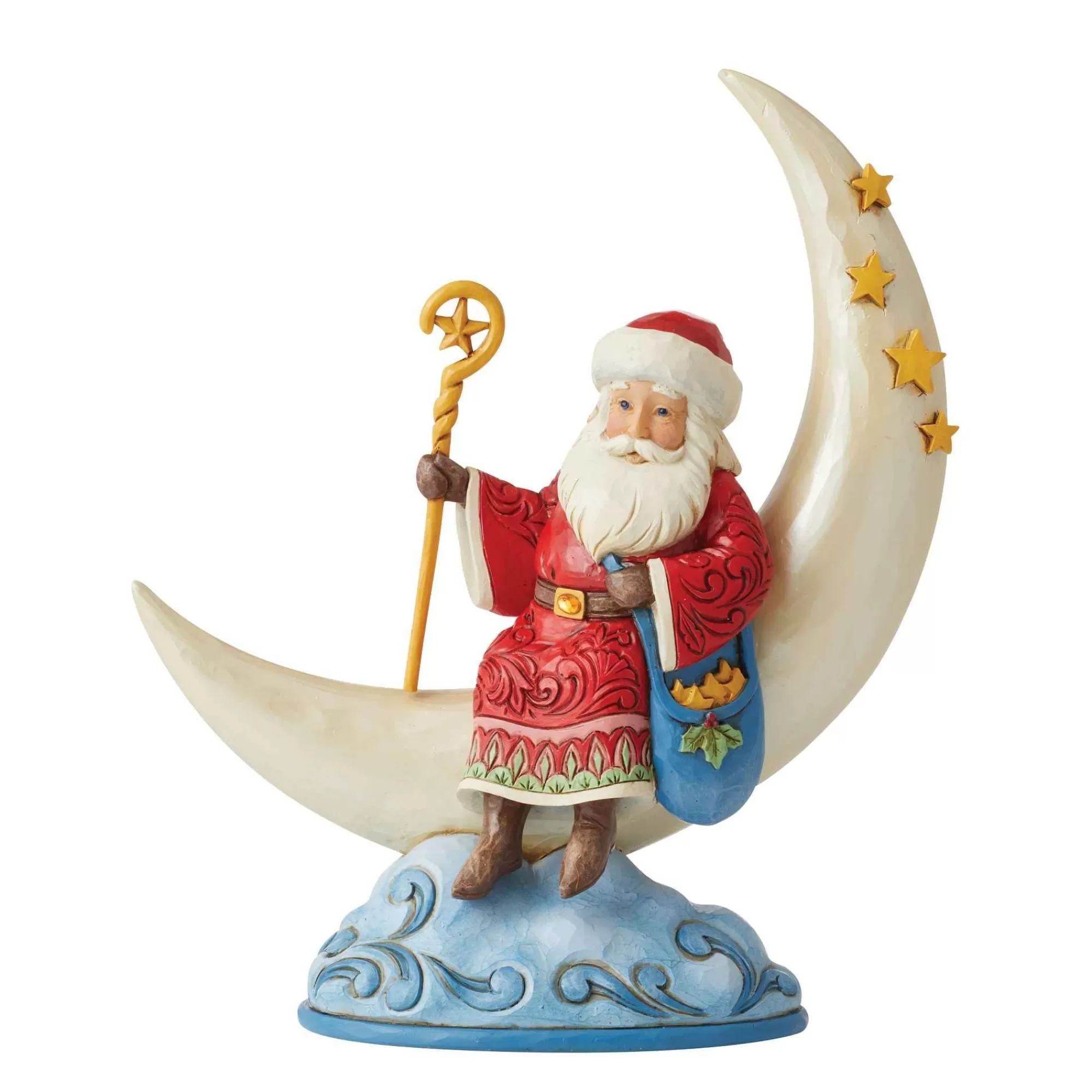 Jim Shore Heartwood Creek Santa On Cresent Moon Figurine