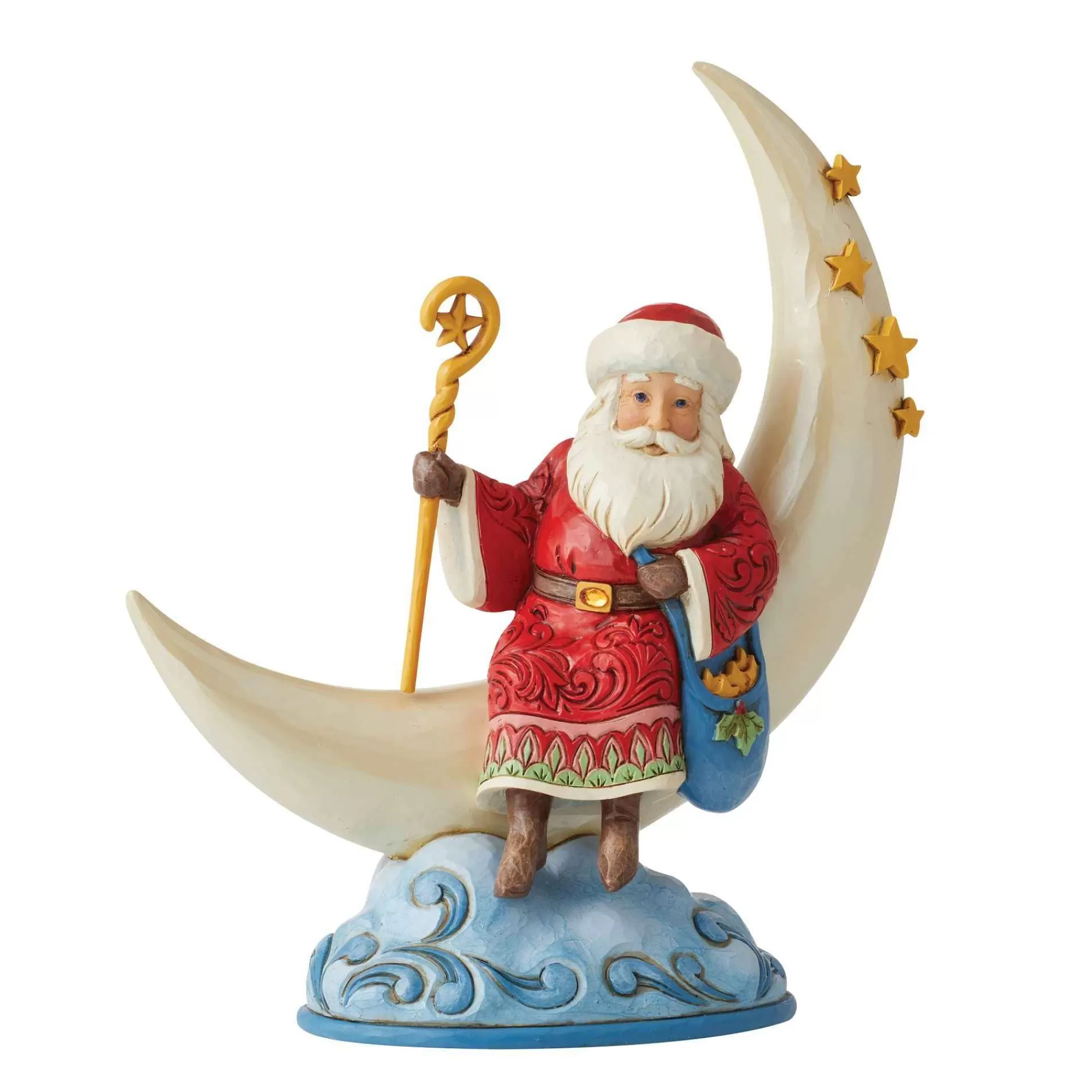 Jim Shore Heartwood Creek Santa On Cresent Moon Figurine