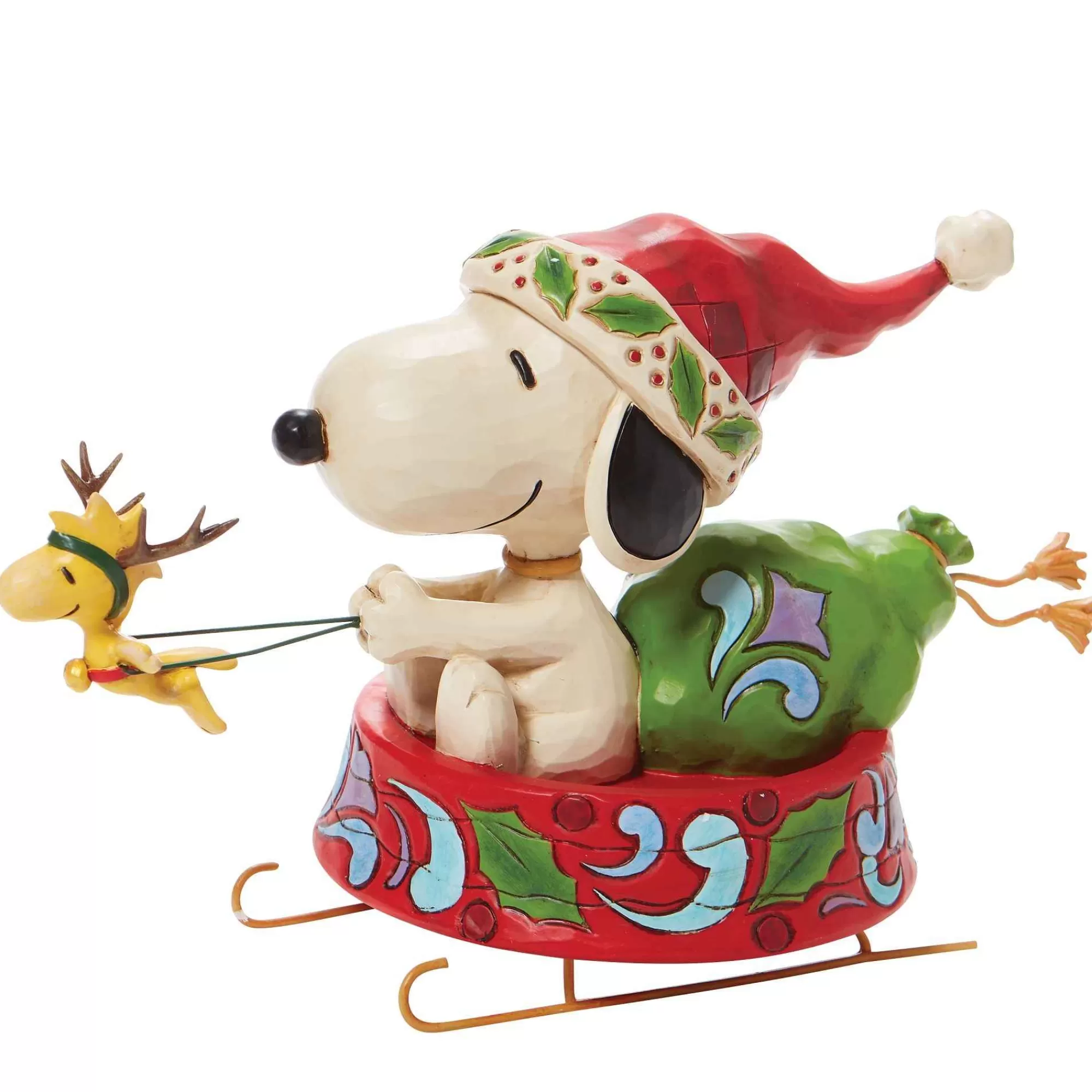 Peanuts by Jim Shore Santa Snoopy In Dog Bowl Sled