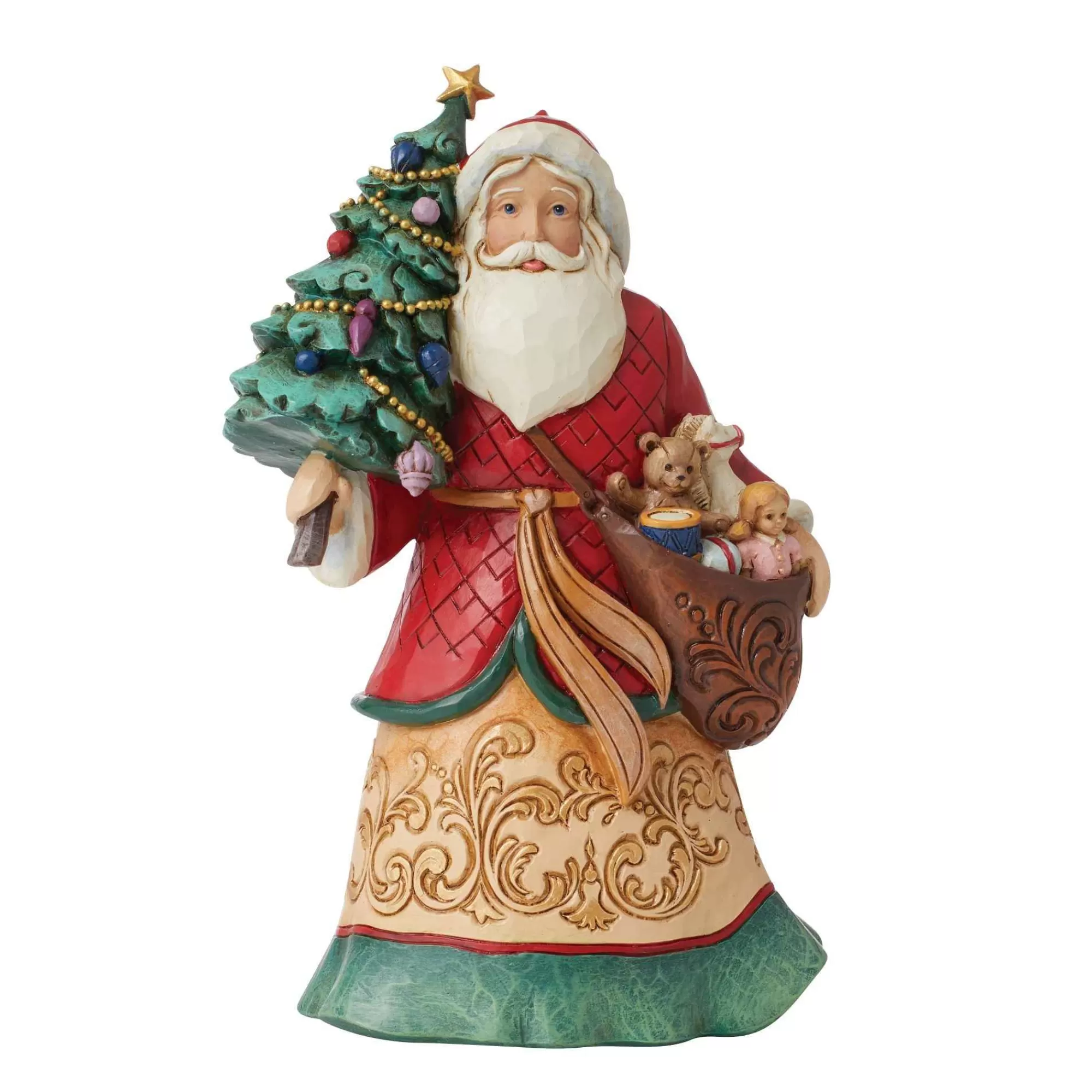 Jim Shore Heartwood Creek Santa With Tree And Toybag