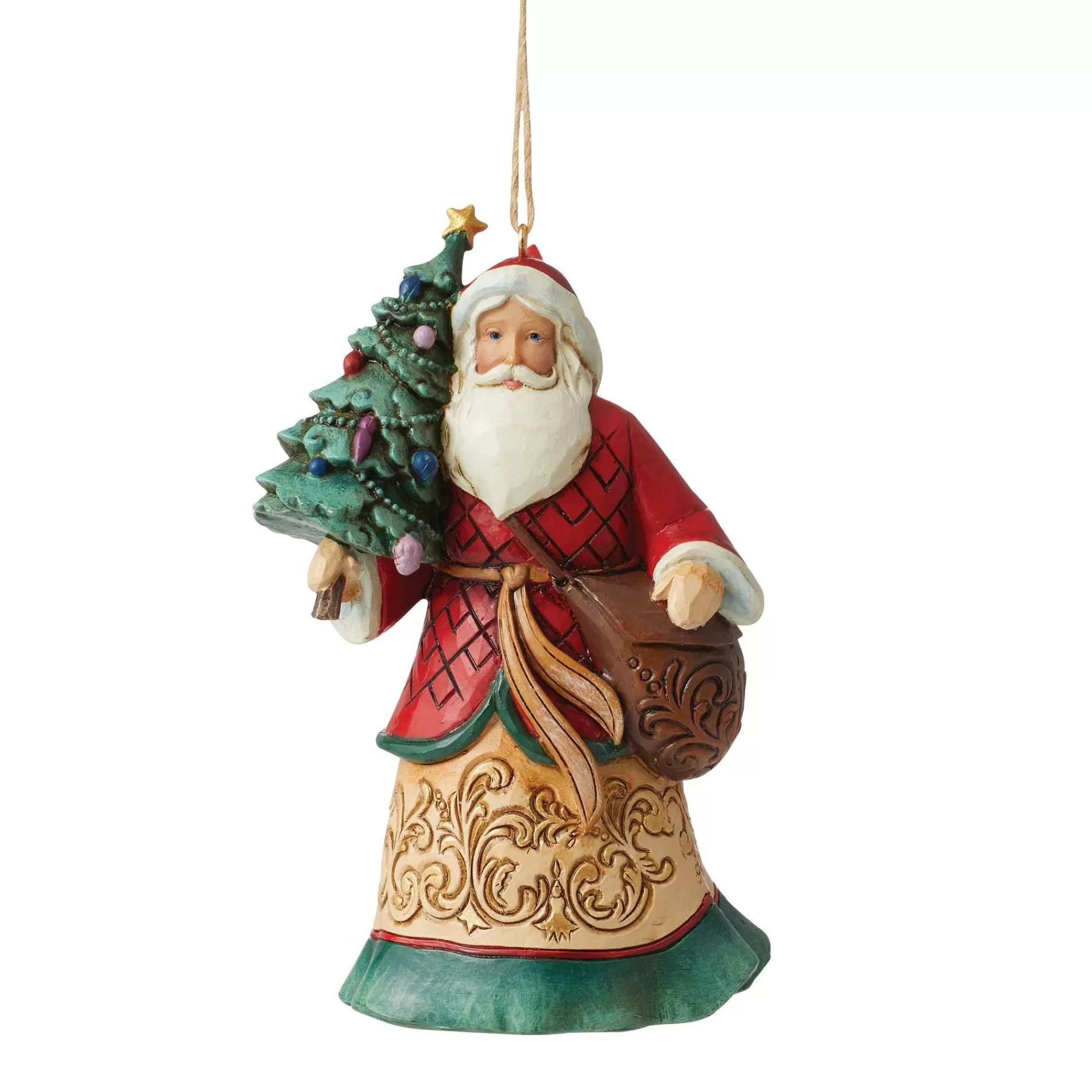 Jim Shore Heartwood Creek Santa With Tree And Toybag Orn