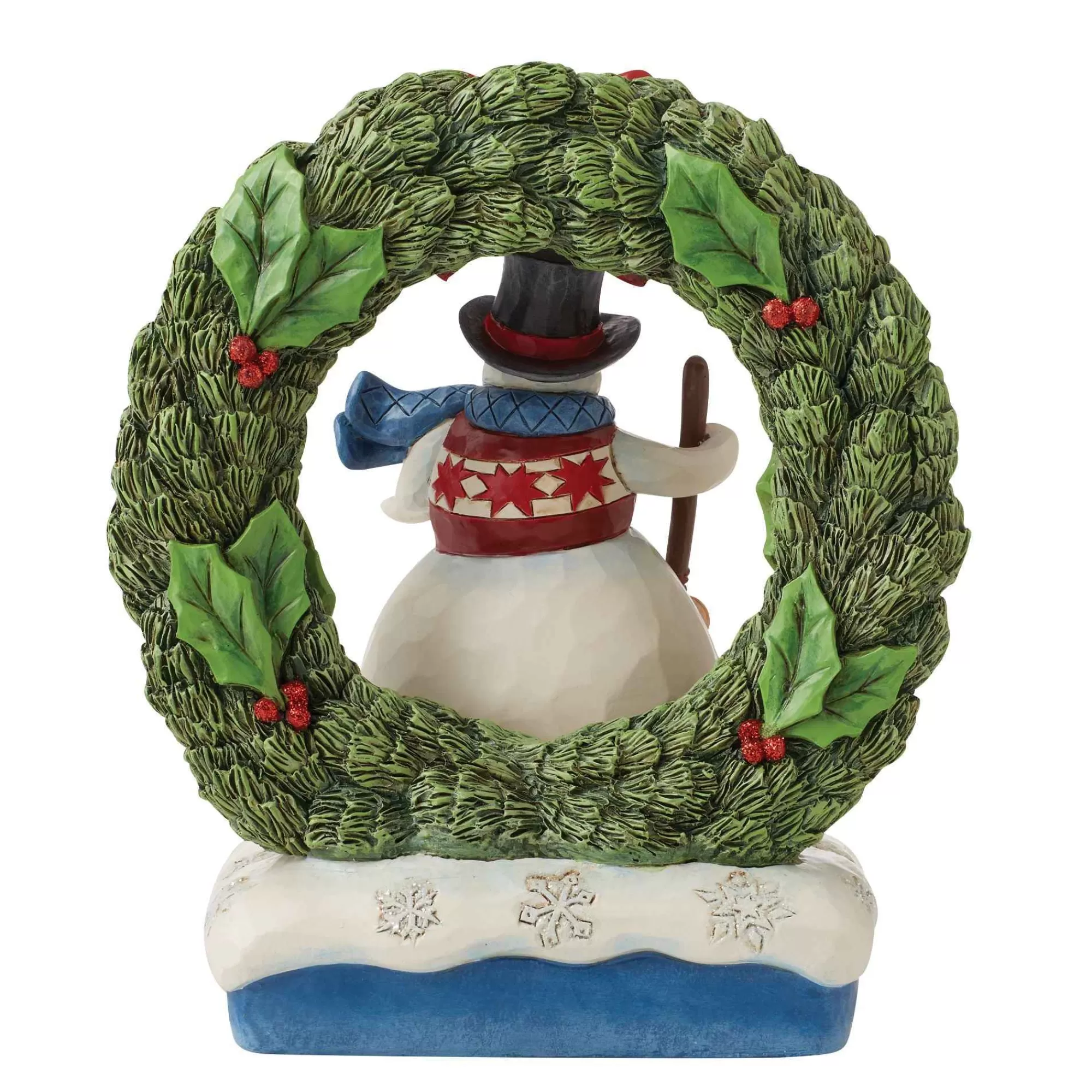 Jim Shore Heartwood Creek Snowman By Light-Up Wreath