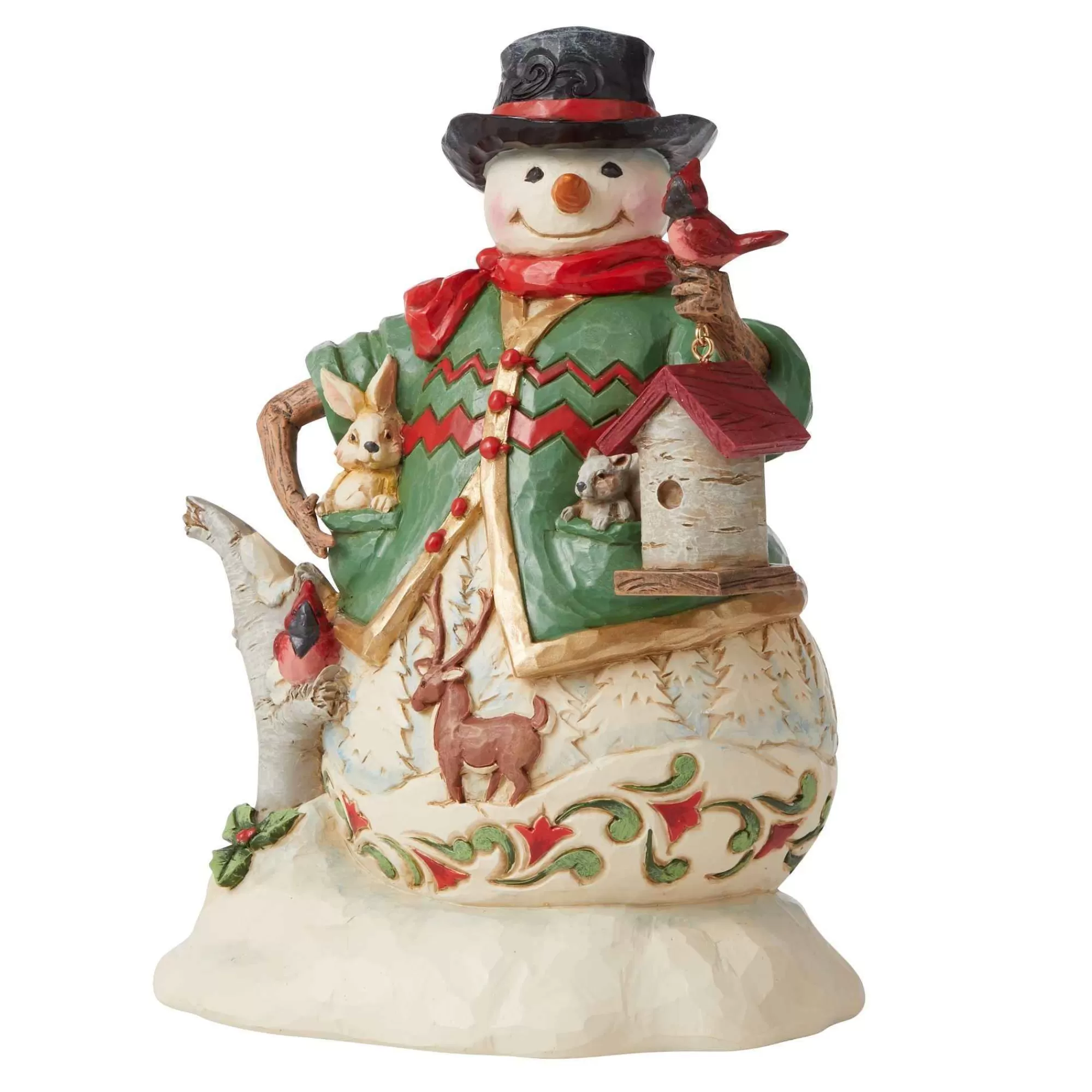 Jim Shore Heartwood Creek Snowman With Birch Birdhouse