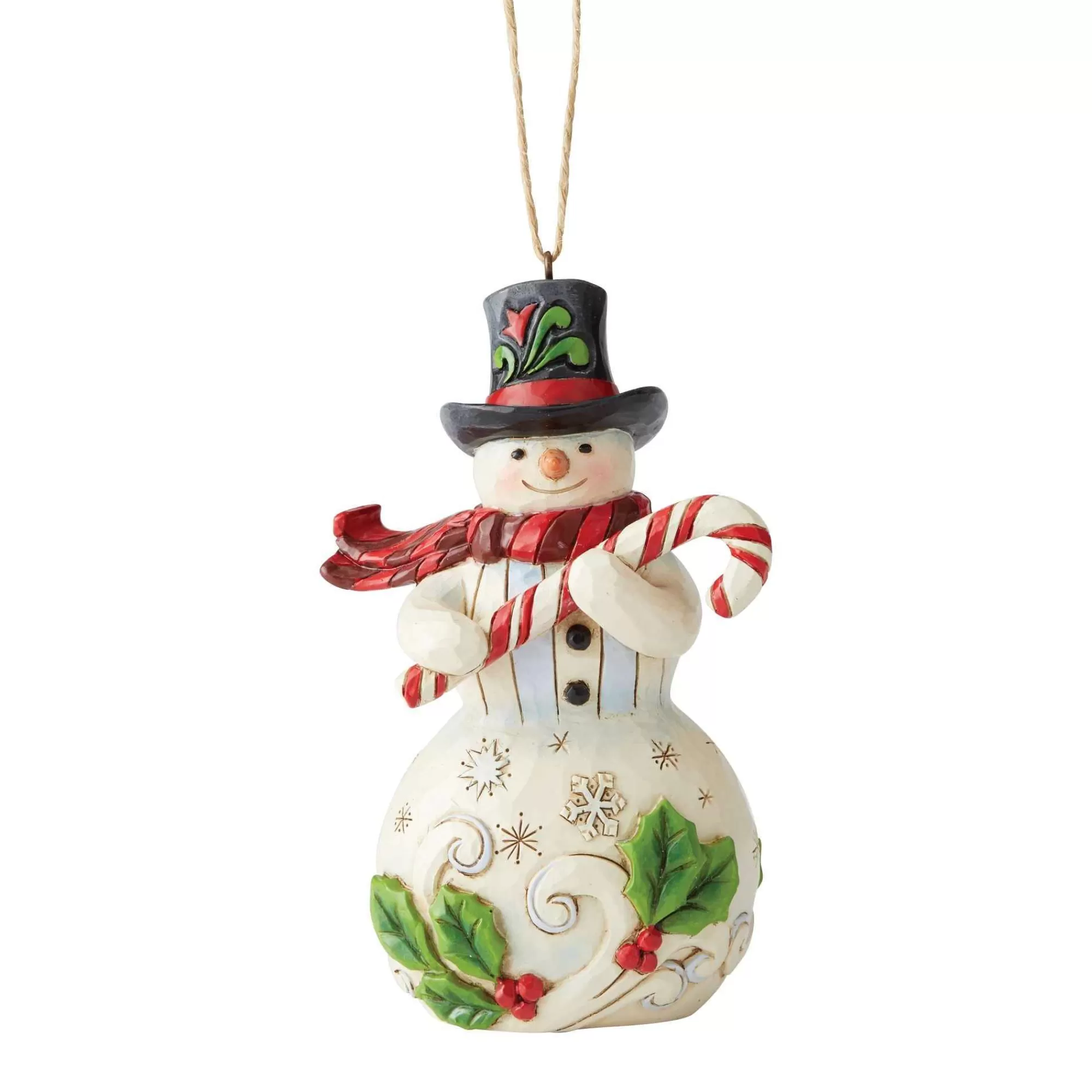 Jim Shore Heartwood Creek Snowman With Candy Cane Orn