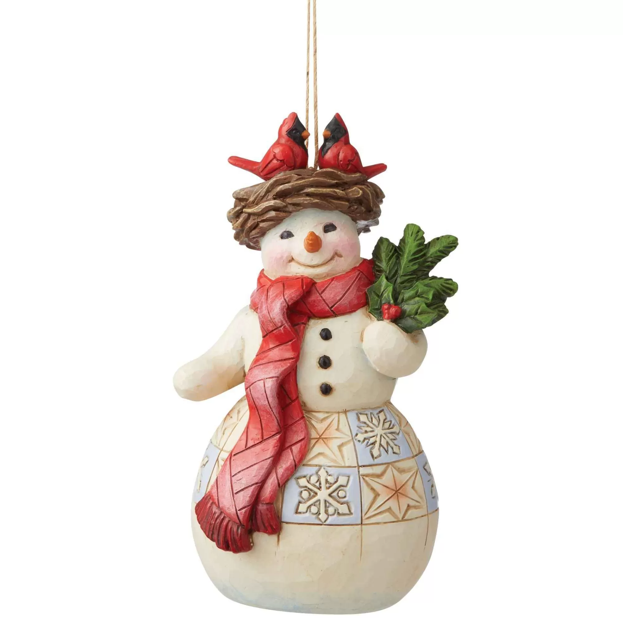 Jim Shore Heartwood Creek Snowman With Cardinal Nest Orn