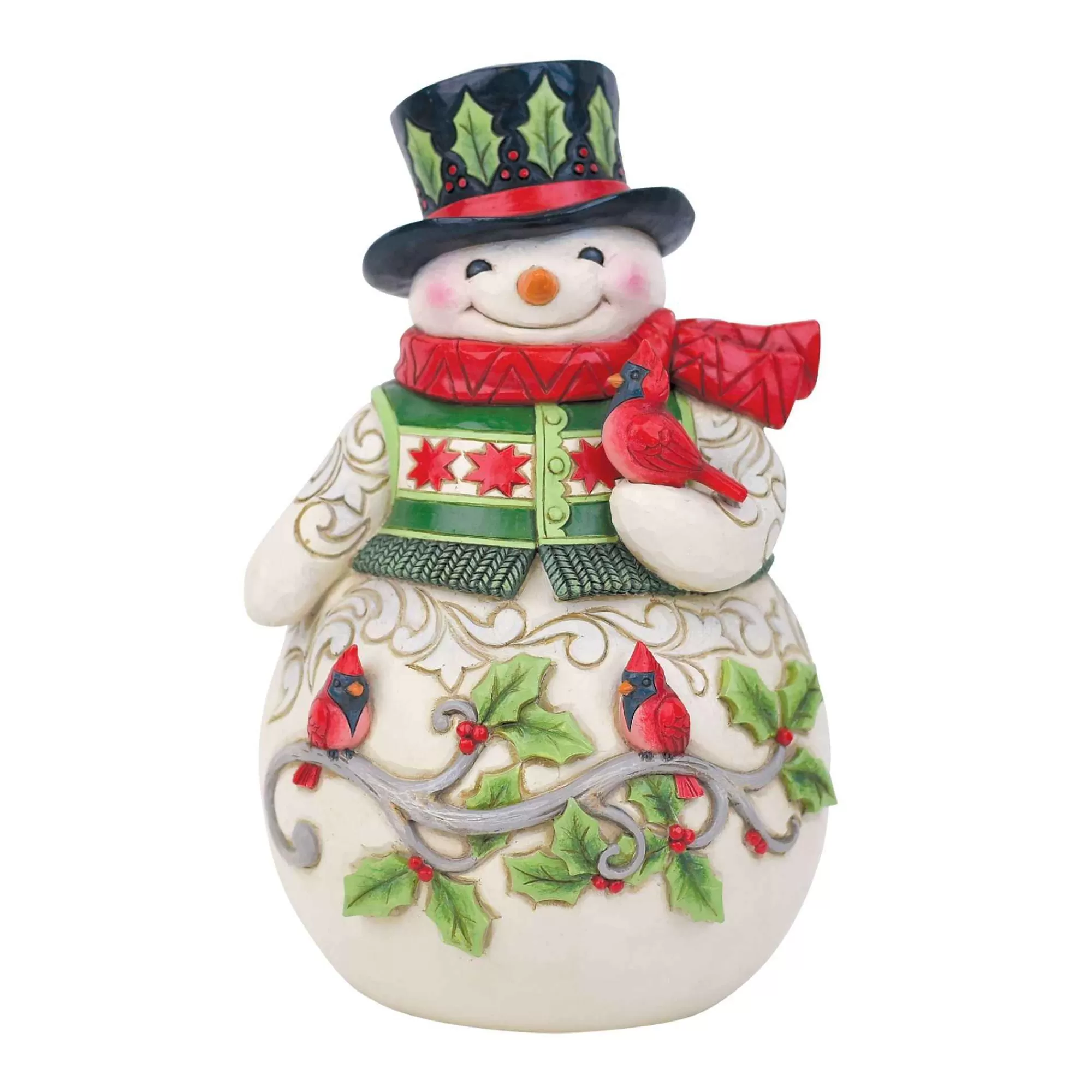 Jim Shore Heartwood Creek Snowman With Cardinal Scene