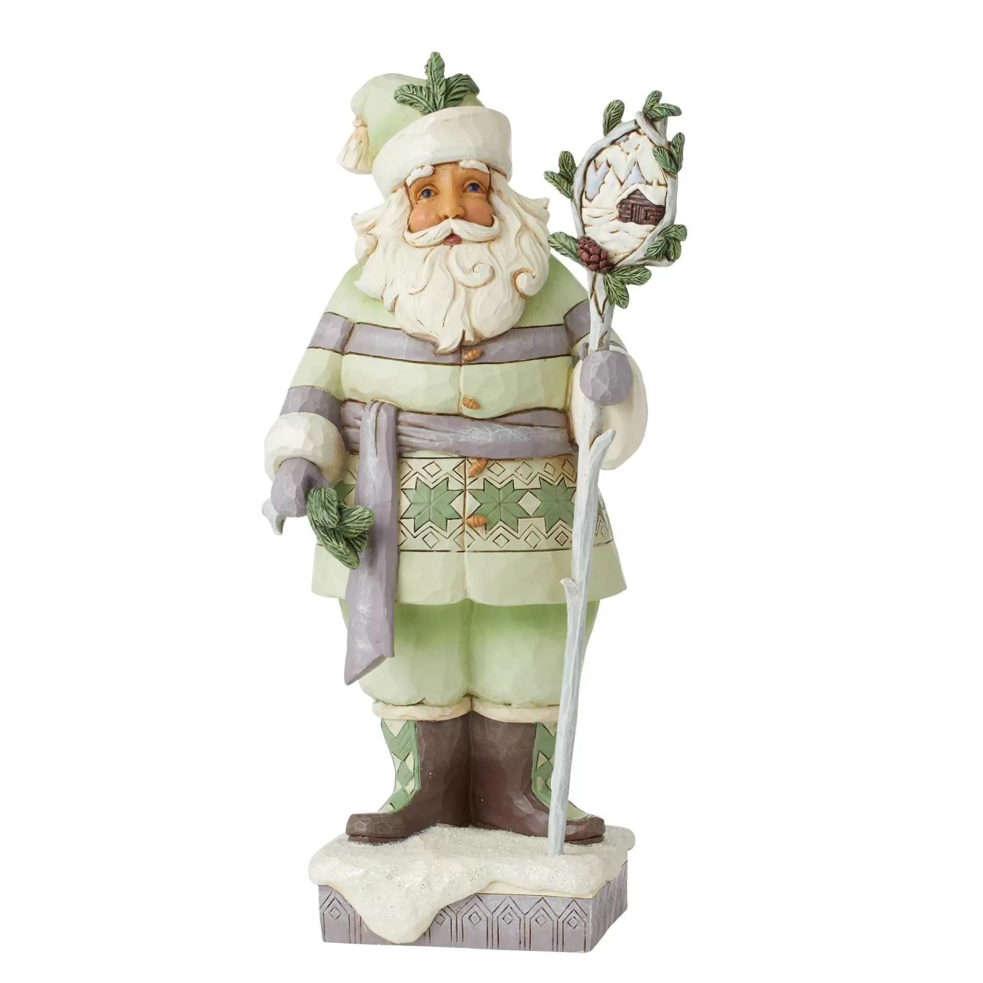 Jim Shore Heartwood Creek White Woodland Santa W/Staff