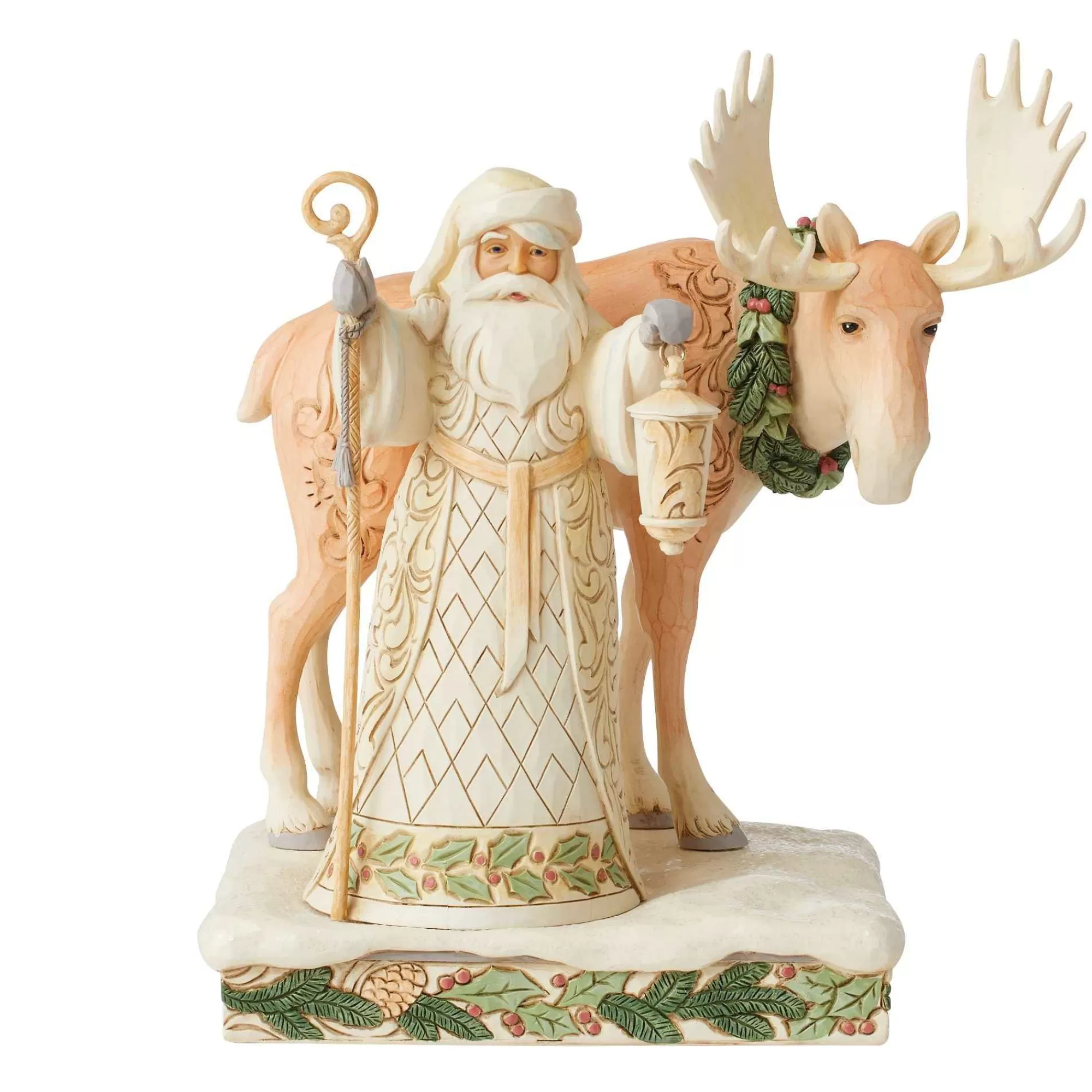 Jim Shore Heartwood Creek White Woodland Santa/Moose