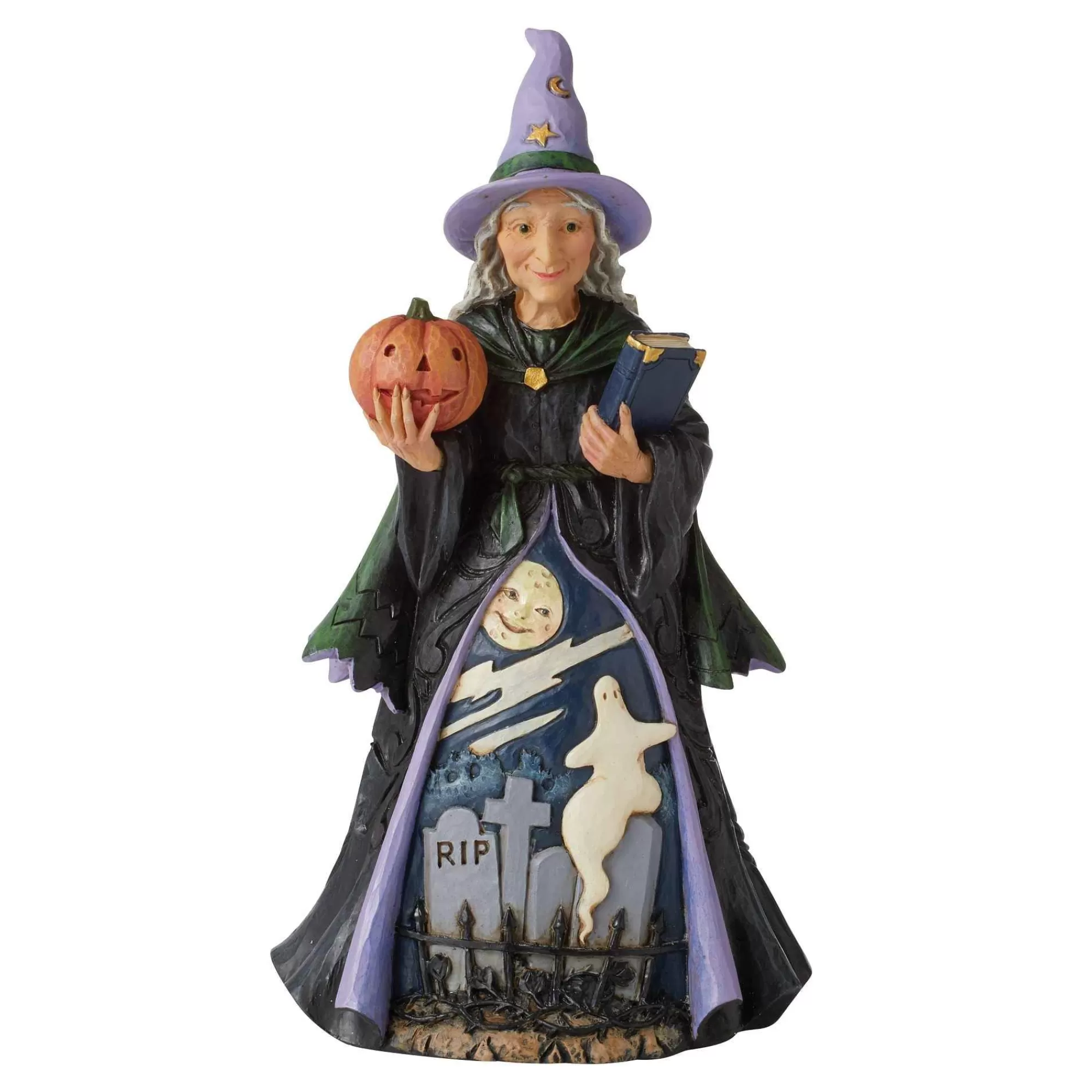 Jim Shore Heartwood Creek Witch With Pumpkin And Scene